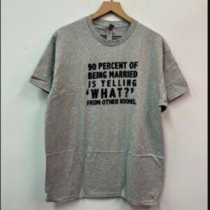 GILDAN Grey T-Shirt, Mens Sz L, Graphic Tee